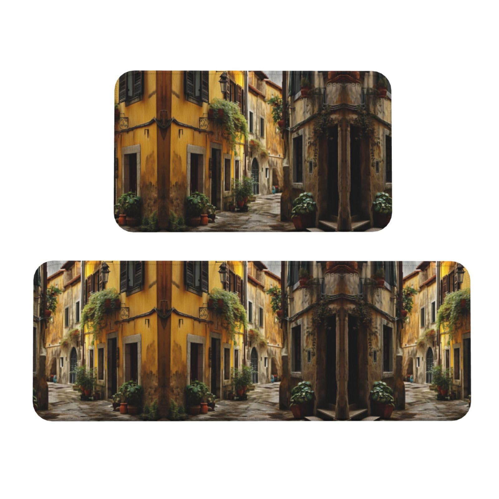 Tapis de cuisine antidérapants fini les sols glissants lot de 2 tapis absorbants rue italienne