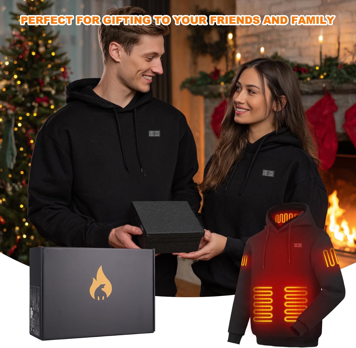 Heated Hoodie for Women Men with Fleece Lining 7.4V 16000mAh Battery Heated Pullover Hooded Heated Sweatshirt - Image 7