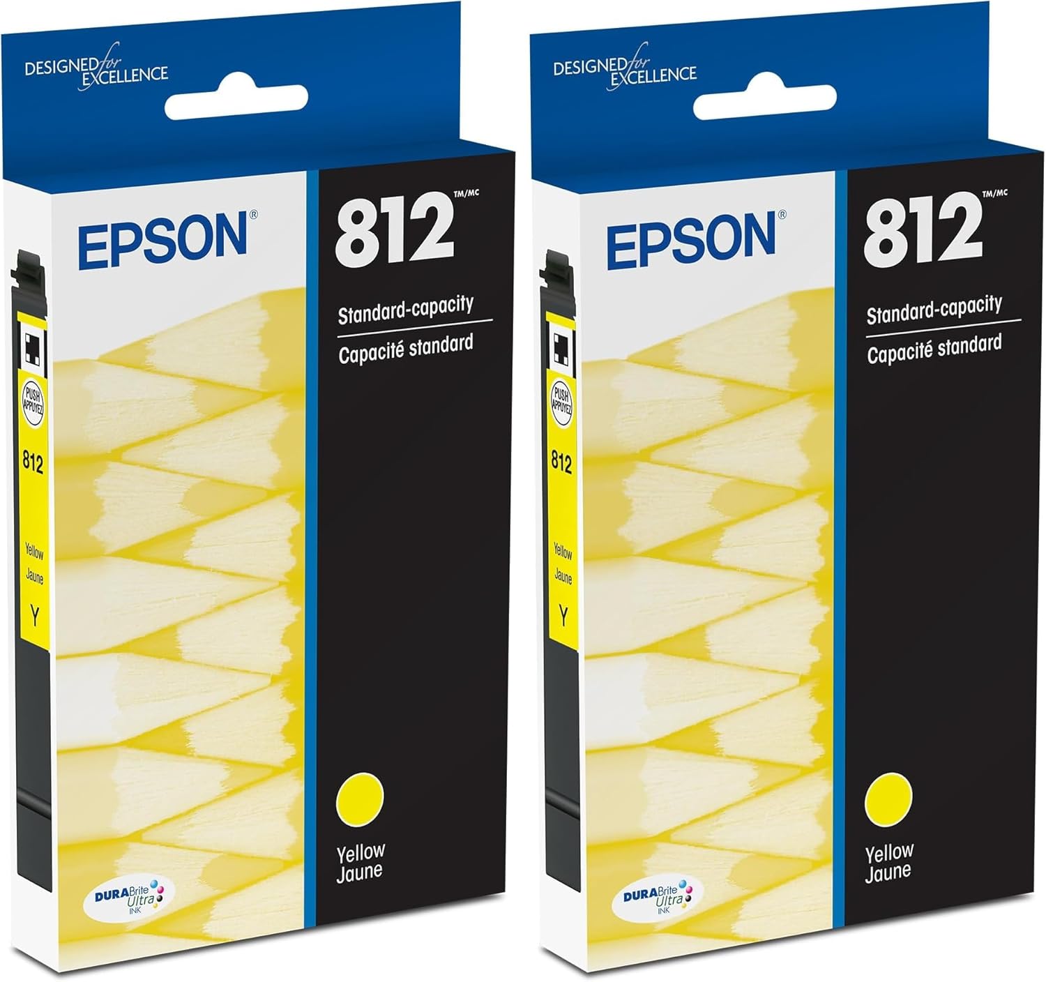 Epson T812 DURABrite Ultra Ink Standard Capacity Yellow Cartridge (T812420-S) for Select Workforce Pro Printers (Pack of 2)