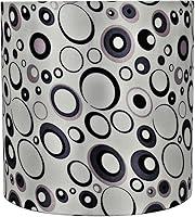 Vista 29 de Aspen Creative 31234A pantalla para lámpara de transición en forma de cilindro con diseño de araña en blanco y patrón de círculos plateados, 20,3 cm