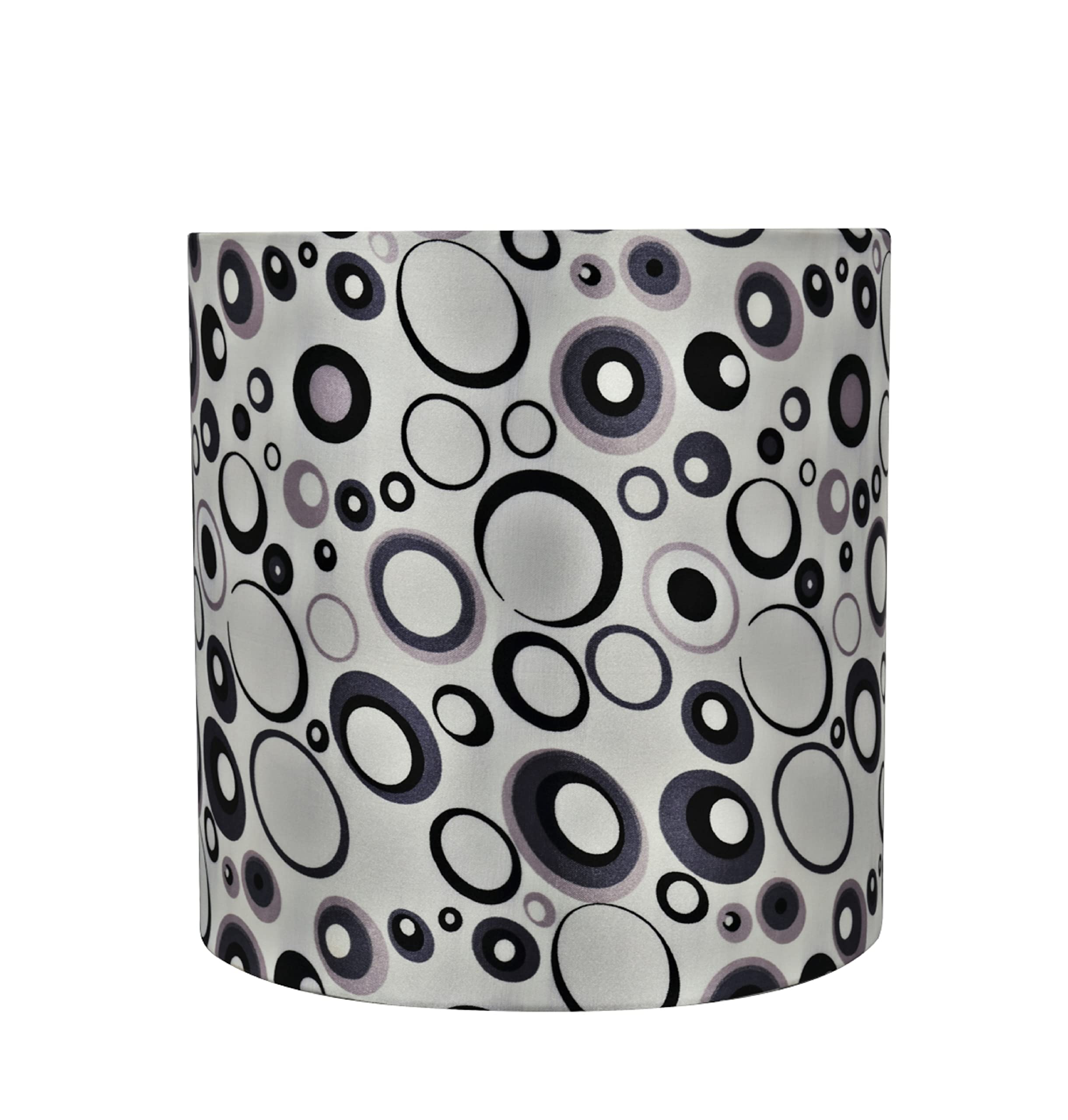 Aspen Creative 31231 Transitional Drum (Cylinder) Shape Spider Construction Lamp Shade in Grey with Black Design, 8" wide (8" x 8" x 8")