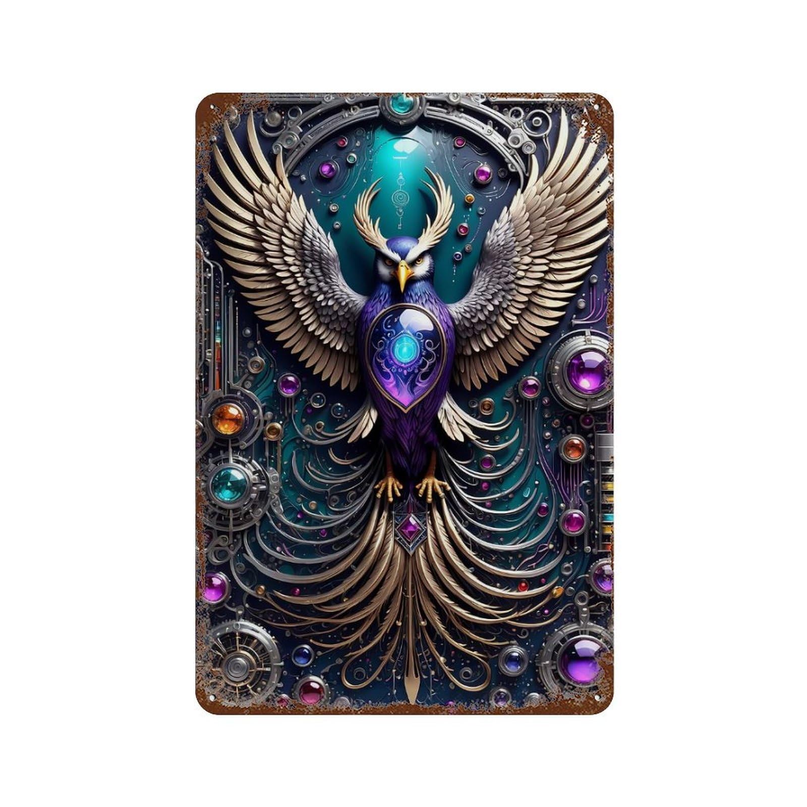 Ethereal Owl Technology Rustic Tin Plaque 11.8"x7.9", Vintage Wall Decor for Garage, Pub Or Kitchen