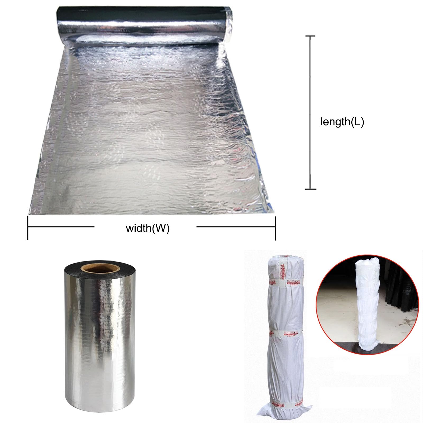 Cinta Impermeable Autoadhesiva para Casas,Tela Asfaltica de Aluminio para Aislante Sellador,para Goteras,Grietas Superficiales,Huecos en el Marco de la Ventana,Personalizable (1x2m)
