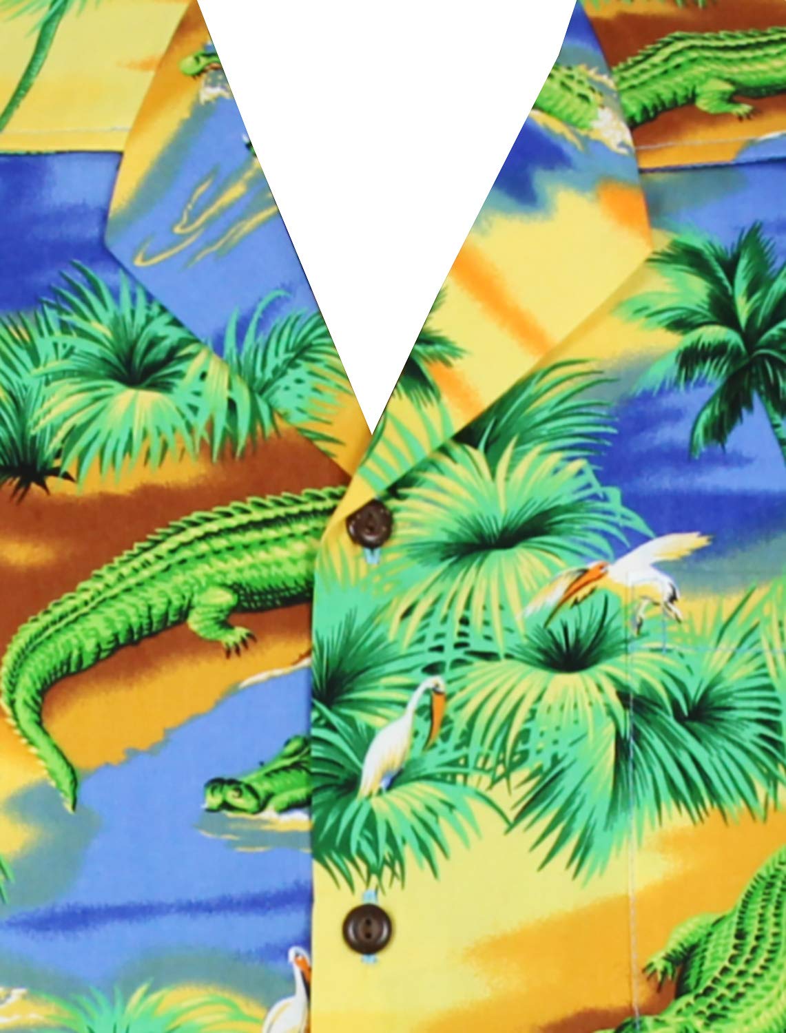 P.L.A. | Original Camicia Hawaiana | Signori | S - 4XL | Maniche Corte | Tasca Frontale | Hawaii Stampa | Coccodrillo | Blu