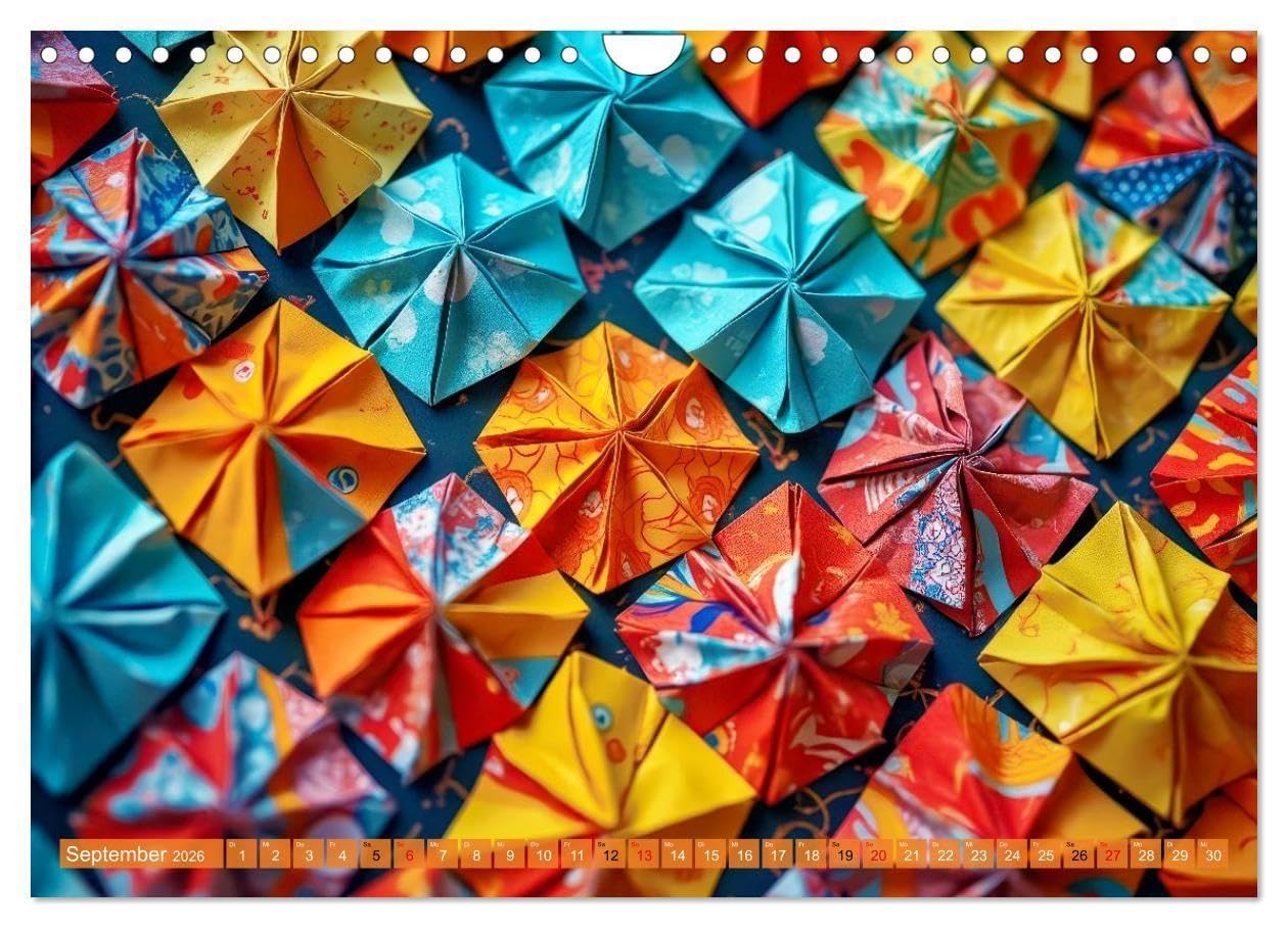 Origami-Formen (Wandkalender 2026 DIN A4 quer), CALVENDO Monatskalender: Origami verbindet Ästhetik und Struktur, mathematisch präzise Faltungen erzeugen komplexe Formen mit minimalistischer Eleganz.
