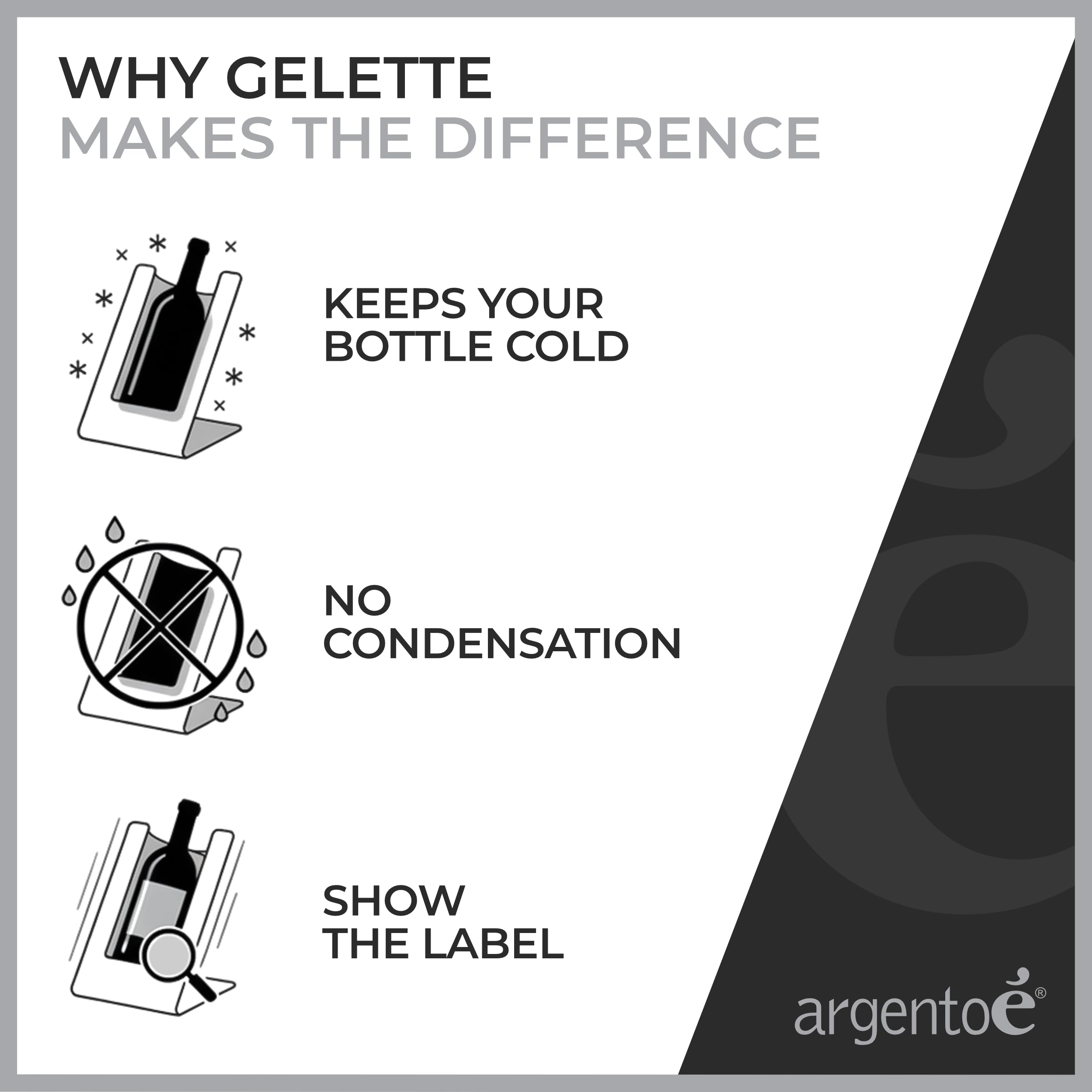 argentoè Gelette Enfriador de Botellas de Vino - Soporte Refrigerante y Glacette Térmica de Mesa - Expositor para Cava y Champagne Sin Hielo - Diseño Made in Italy (Blanco)