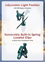 Vista 5 de Luces LED C9 de Navidad para exteriores, 66 pies, 100 luces LED de fresa con 100 abrazaderas de resorte, impermeable, grado comercial, extensible