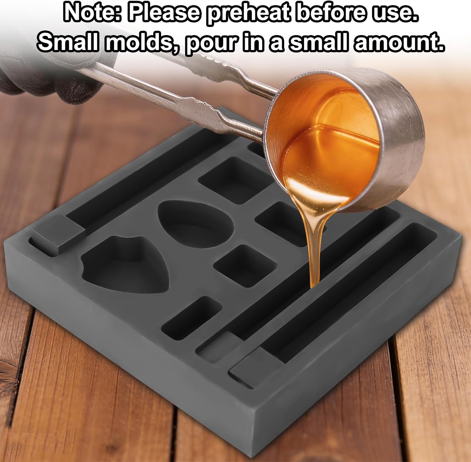 11-in-1 Graphite Ingot Mold, 11 Holes Graphite Molds for Smelting High-Purity Casting Refining Metal Melting Gold Silver Copper Aluminum Brass