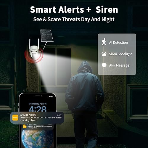 Miniatura 5 de Cámara solar inalámbrica para exteriores, cámaras de seguridad Wi-Fi para el hogar, vista de 360, conversación bidireccional, seguimiento