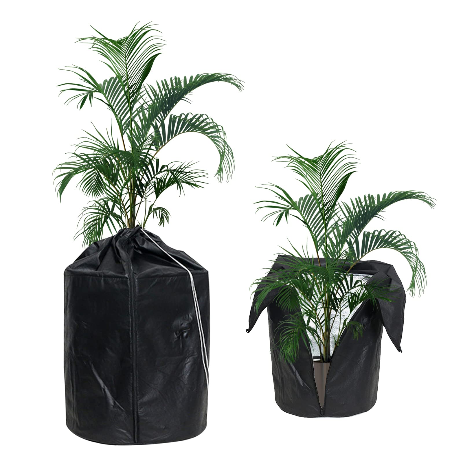 2 x termiczna ochrona doniczek, Ø 45 cm x wys. 50 cm, ochrona roślin przed mrozem, ochrona roślin doniczkowych, wielokrotnego użytku, worki ochronne do roślin doniczkowych
