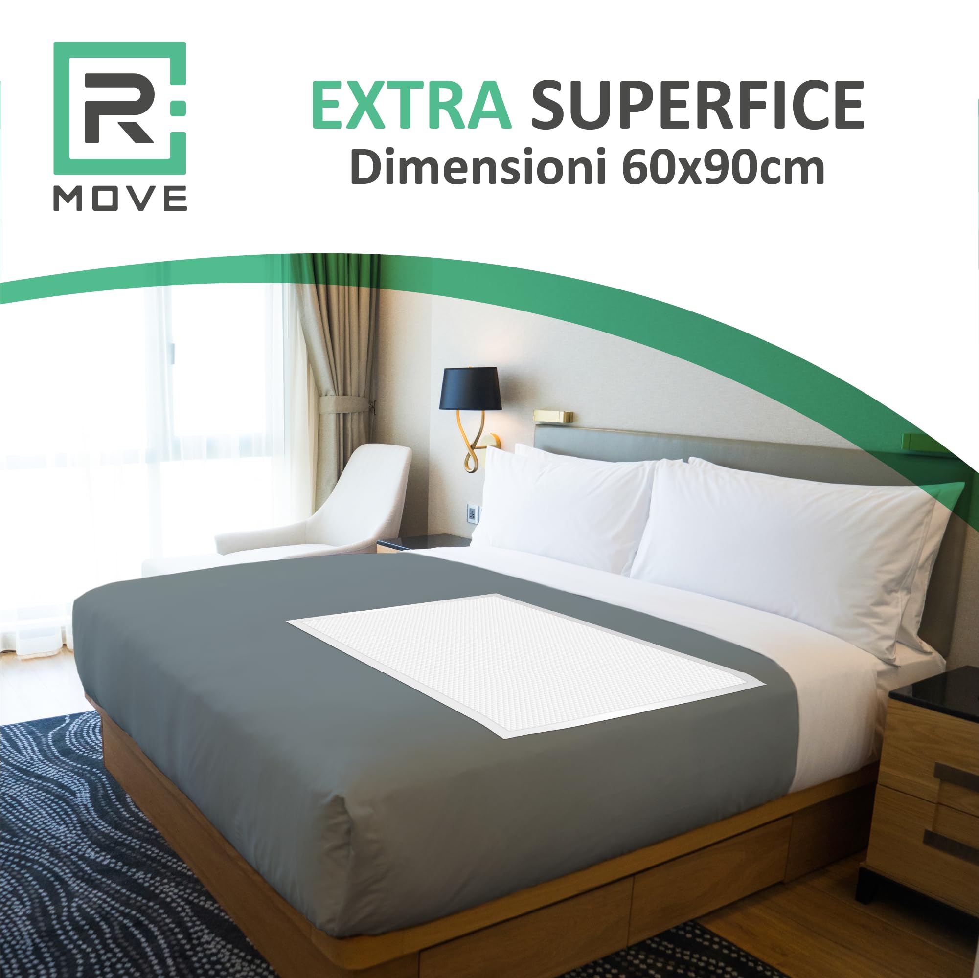 R MOVE 40 Traverse Letto 60x90 cm per Bambini ed Anziani, Teli Monouso, Traversina Cambio Pannolino