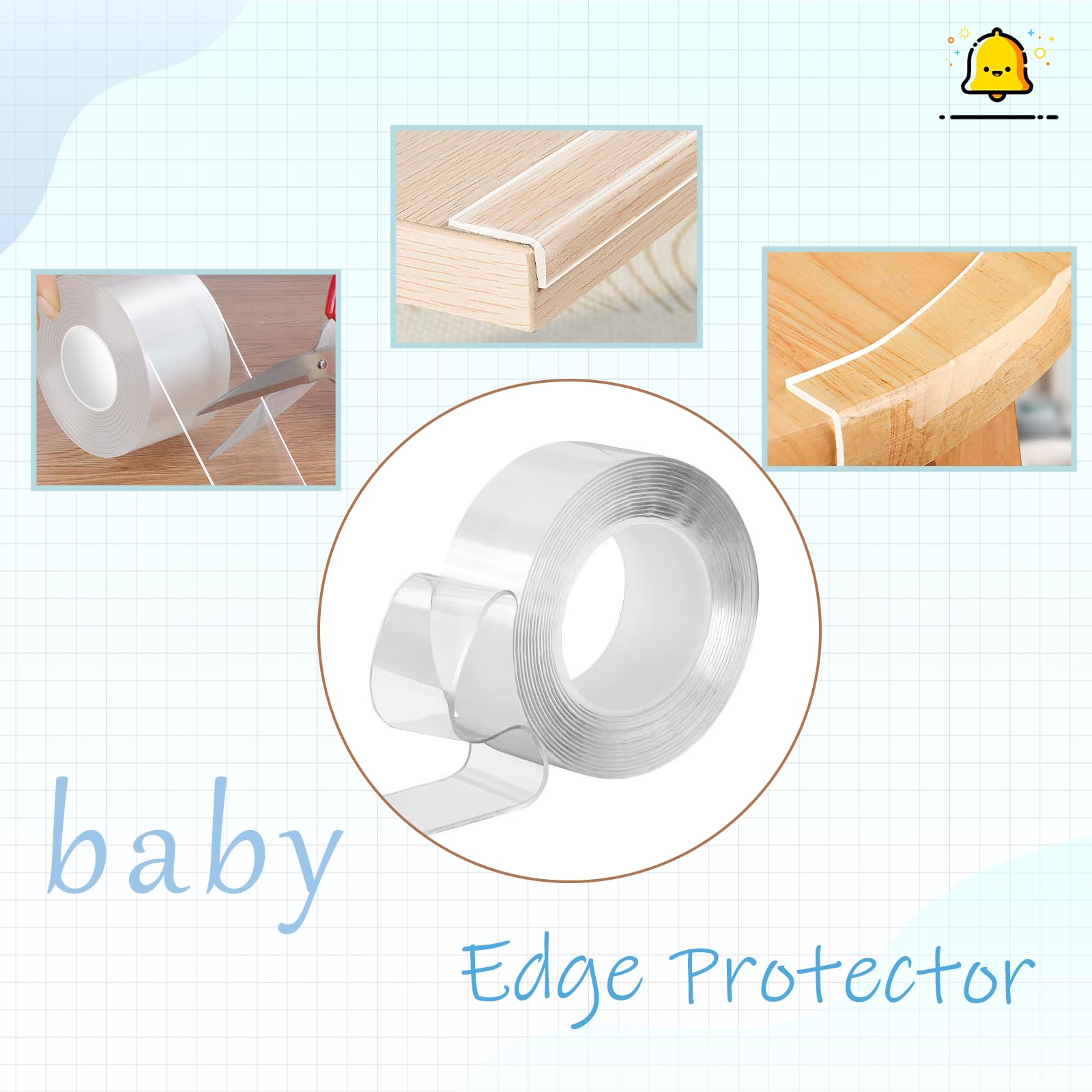Vyqrx 2mm×5m Edge Protector Table Furniture Corner Protectors Rubber For Kids Baby Safety (1, 2cm×5m), Transparent - Image 3