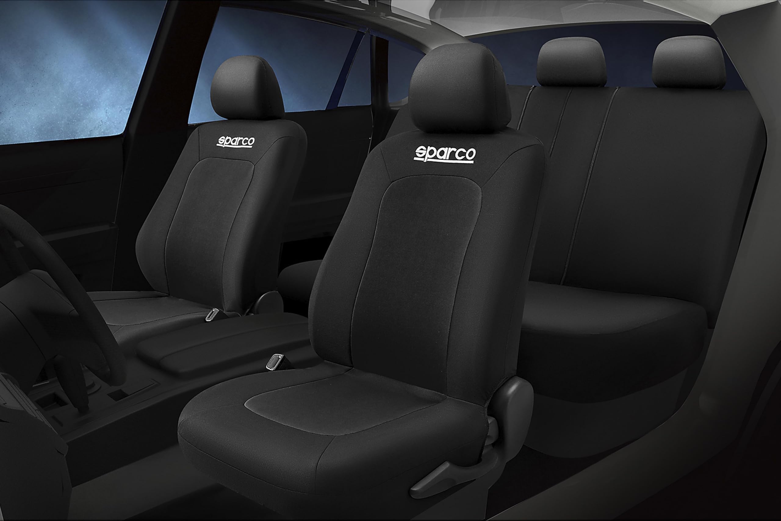 Sparco Juego Completo de Fundas de Asiento Sport, Universales, Color Negro