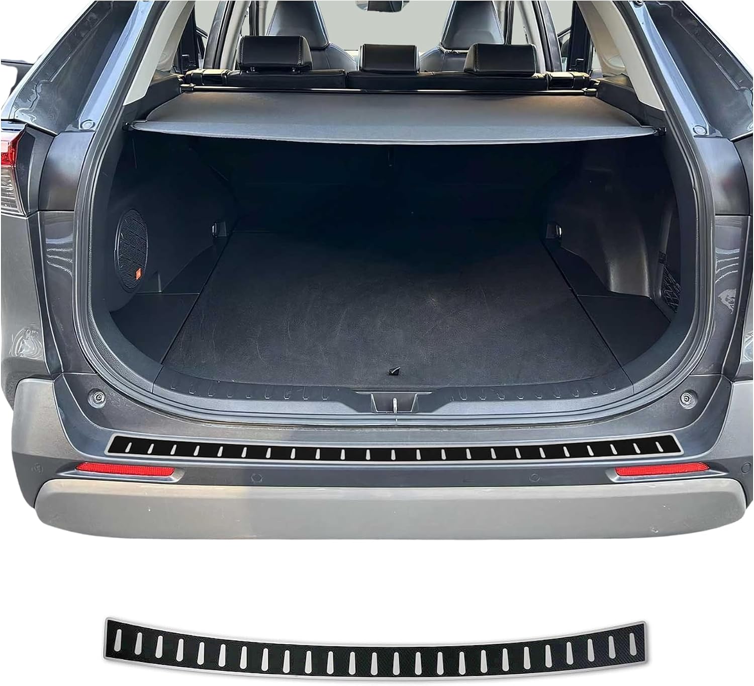 OMAC Rear Bumper Sill Cover for Toyota RAV4 5.gen 2019-2025 – Stainless Steel Carbon Foiled Finish