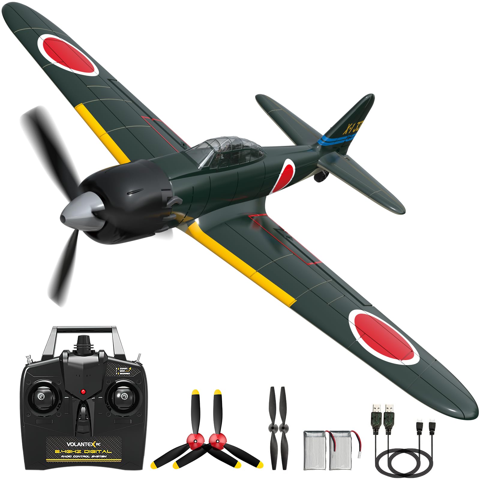 Dollox RC Plane 4 CH 2.4Ghz Remote Control Airplane - A6M Zero Fighter Jet RC Aircraft with Aileron Ready to Fly with Xpilot Stabilization System, One-Key Aerobatic Function, Gift for Beginners Adult