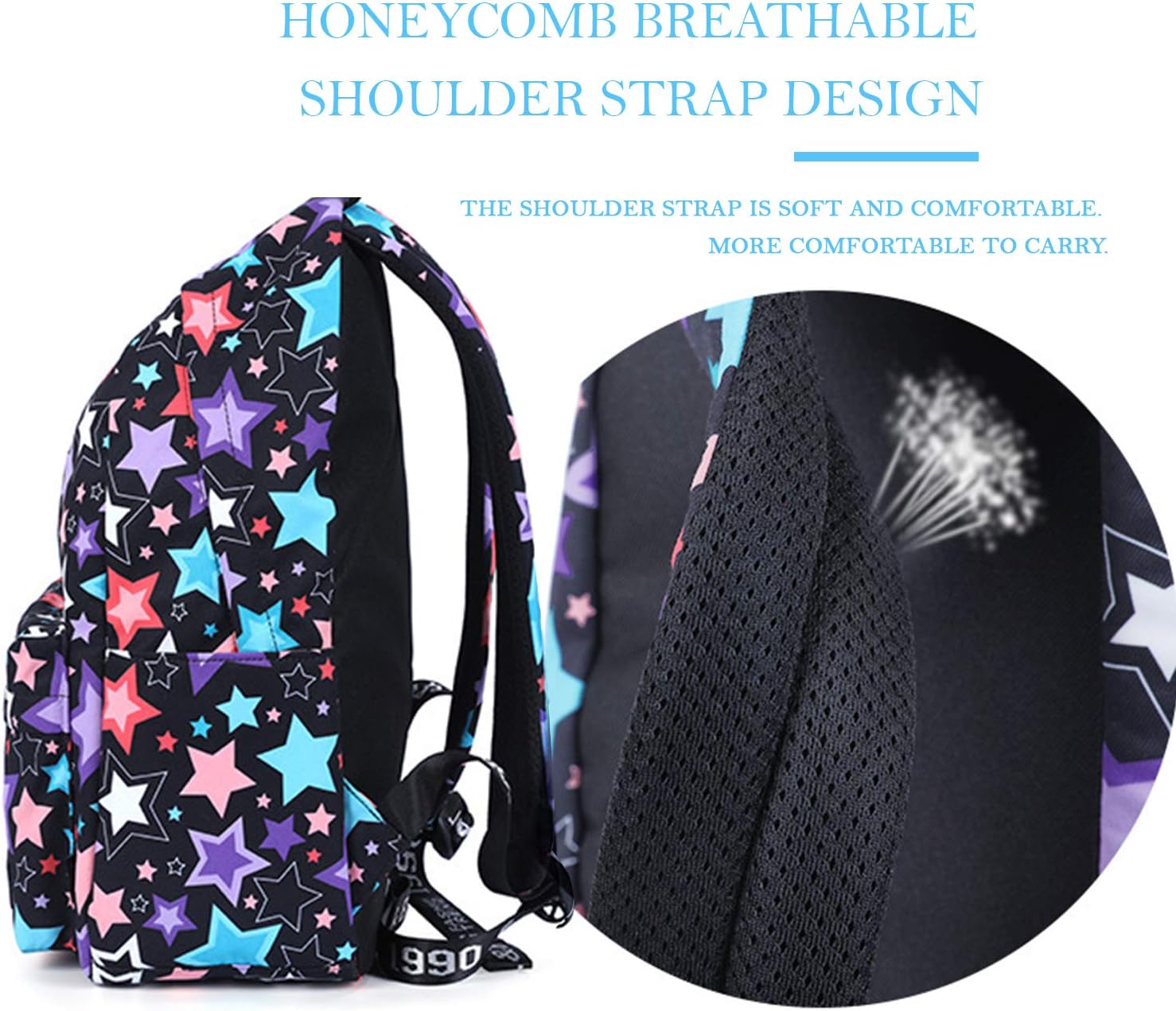 School Backpack for girls, Star Music School Bag Student Stylish Unisex Canvas Laptop Backpack