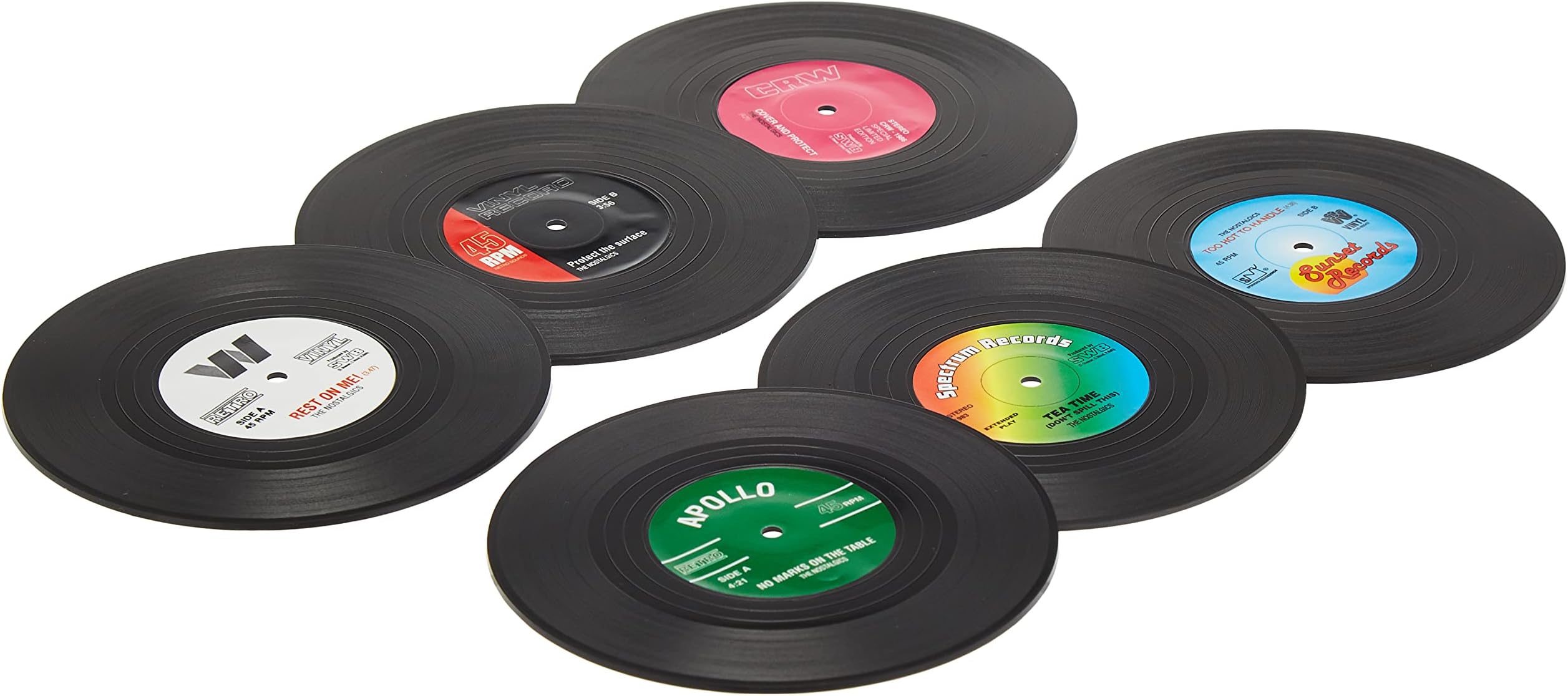 Retro Vinyl Record Coasters Funny Drink Holder Place Mat Set Of 6