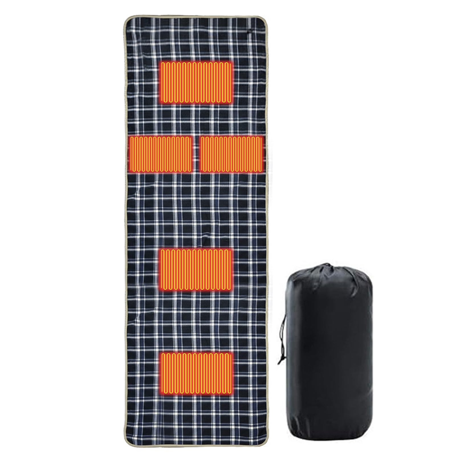 Coussin de couchage chauffant électrique USB portable, 5 zones de chauffage, étanche, pour camping et randonnée