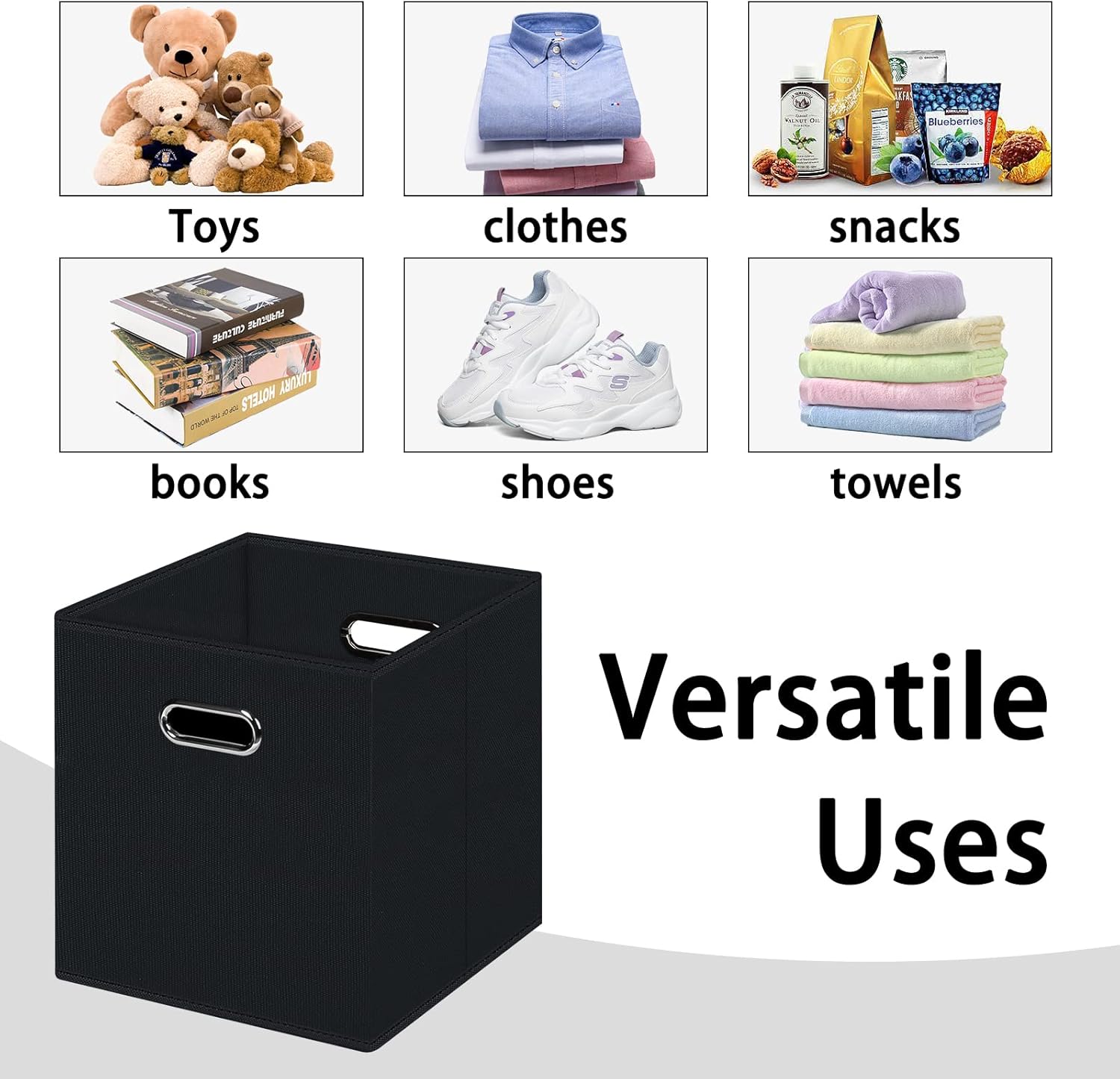 Versatile Black Fabric Storage Cubes with Dual Handles for Stylish Organization