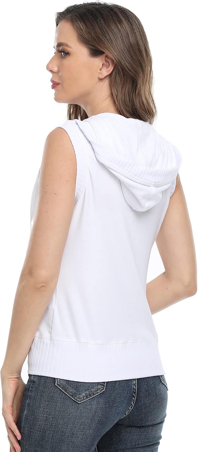 MISS MOLY Women's Sleeveless Hoodies Sweatshirt Basic Solid Zip Up Vest Hoodie with Pockets - Image 5