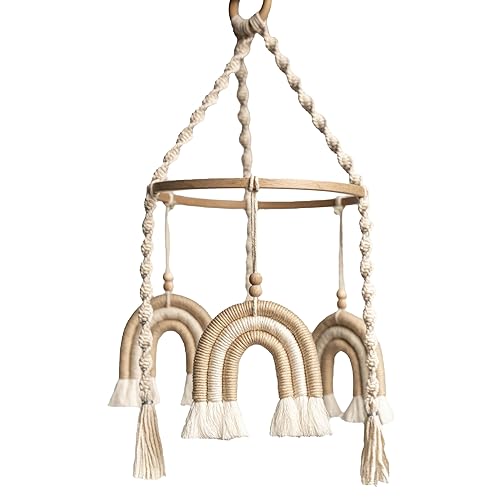 Móvil de cuna para niñas, móvil de bebé arcoíris, móvil hecho a mano para cuna, móvil de macramé para cuna, móvil de cuna bohemio, móvil de cuna