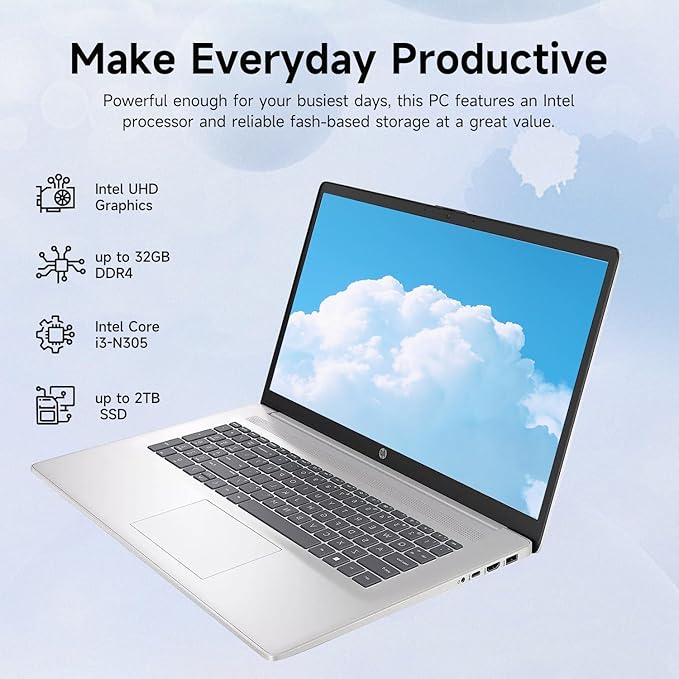 HP Laptop 17.3" Touchscreen 32GB RAM 1TB SSD Intel Core i3 Windows 11 Pro miniatura 3