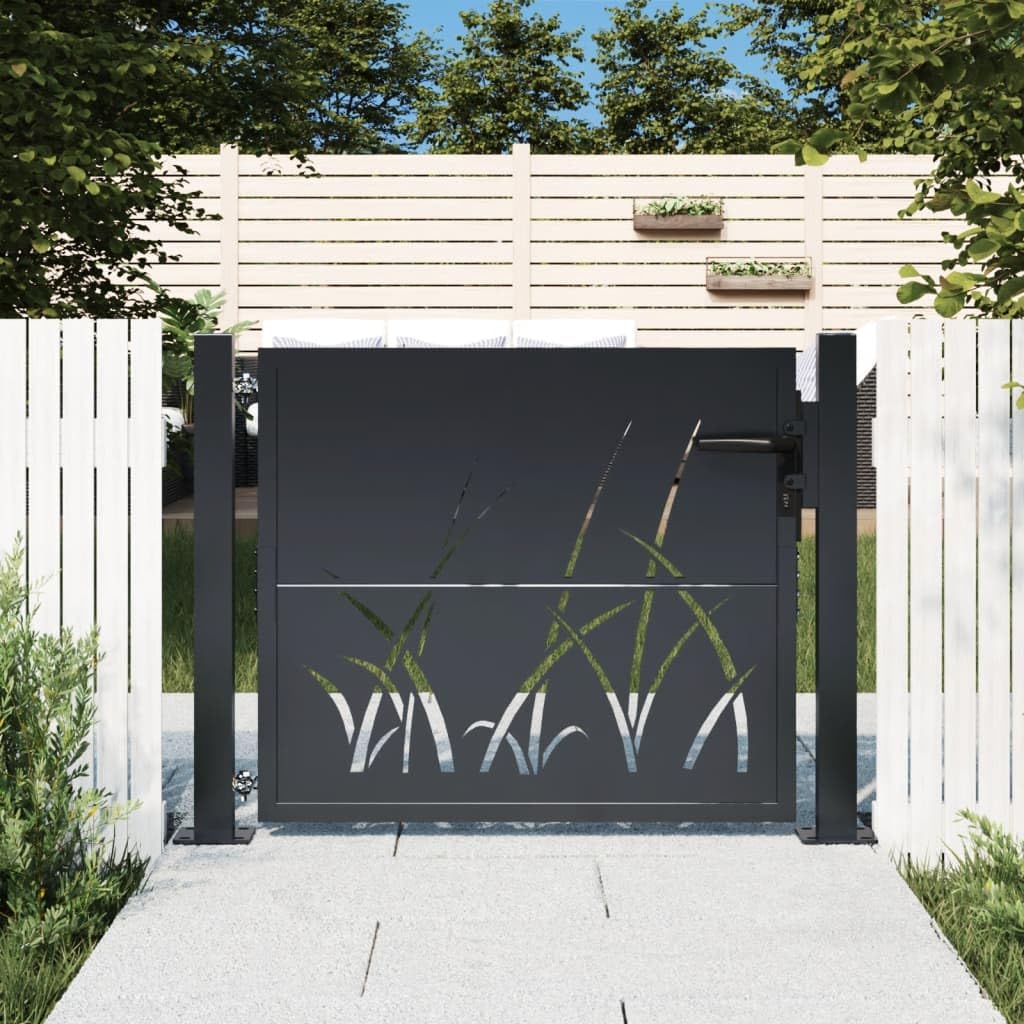 Myheimly Gartentor Stahl 105 x 105 cm abschließbar Gras-Design
