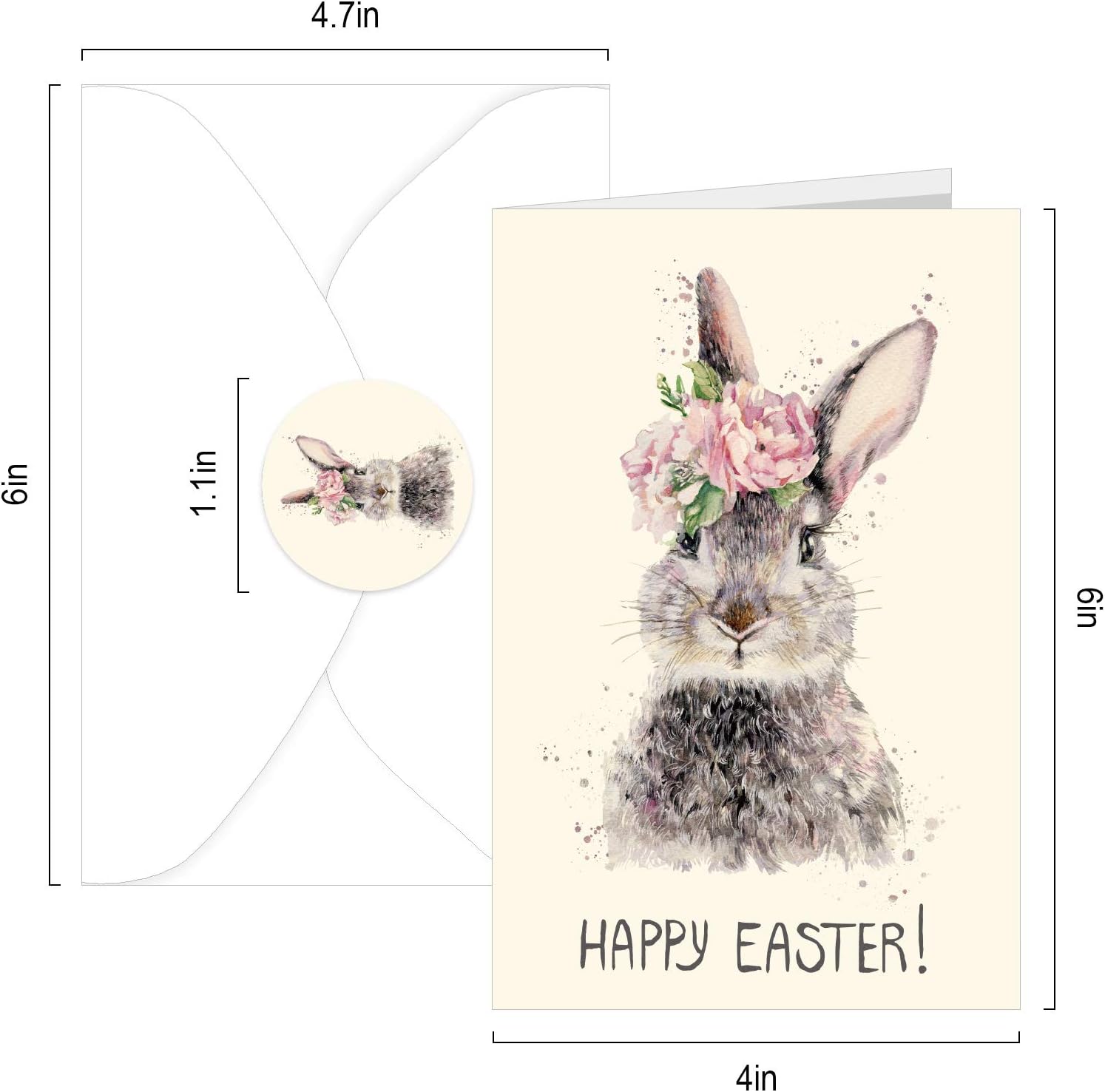 Whaline 30 Pack Vintage Easter Cards Kit with Envelopes and 30Pcs Adhesive Stickers Colorful Greeting Cards in 8 Designs Bunny Eggs Note Card for Classroom Exchange Easter Party Supplies