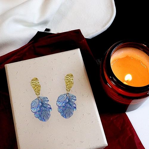 Vista 6 de Aretes bohemios largos con borlas y pétalos de flor de rosa, de resina, colgantes con borla floral para mujer, regalos de joyería elegantes