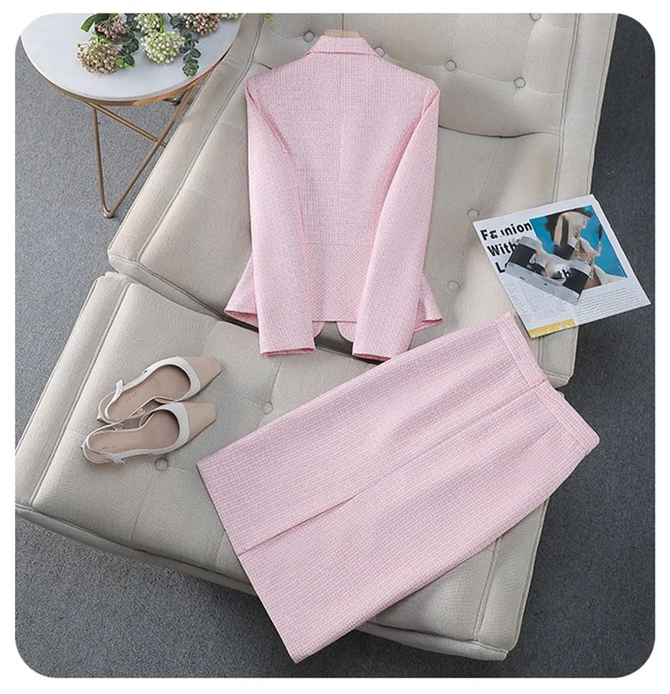 Women's Elegant Office Skirt Suit Set Long Sleeve Blazer and Knee Length Skirt Classic 2 Piece Formal Outfits3