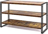 HCHQHS 3-Tier Rustic Wood Metal Industrial Bookcase 40" Wide - Sturdy Storage for Home Office Bedroom Kitchen