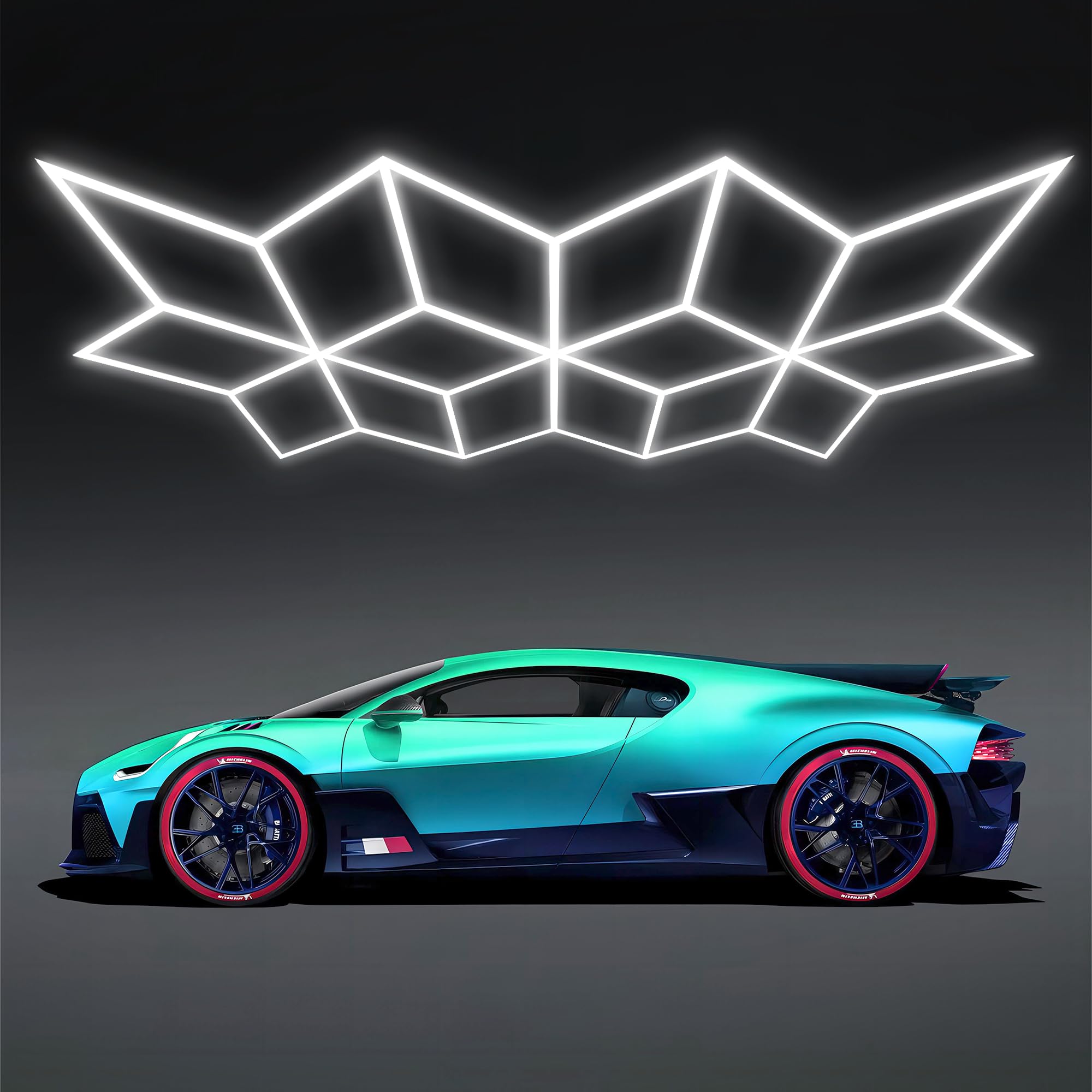 GOSLARLIT LED Garage Light Hexagon, Hexagram Shop Detailing Lights, 6500K Daylight White, Linkable Plug-in Ceiling Light for Garage Workshop Basement Gym Warehouse