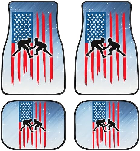 4 alfombrillas para piso de coche con bandera americana, diseño artístico, para coche, SUV, camión, furgoneta, antideslizante, accesorios para