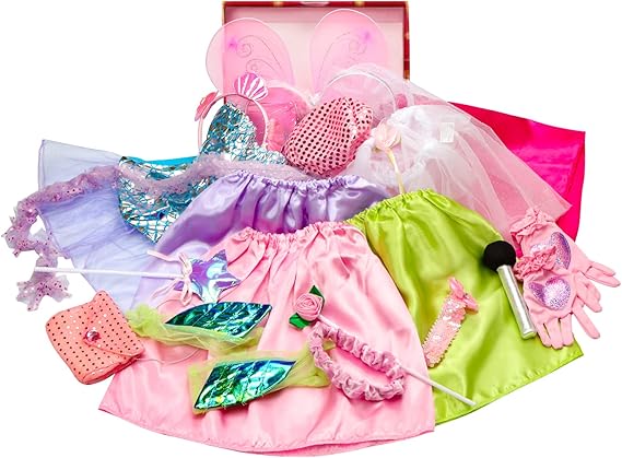 Amazon 女の子用ドレスアップ トランクプリンセス マーメイド 花嫁 ポップスター バレリーナ 妖精コスチュームセット 小さな女の子 幼児 3 6歳 ぬいぐるみ おもちゃ