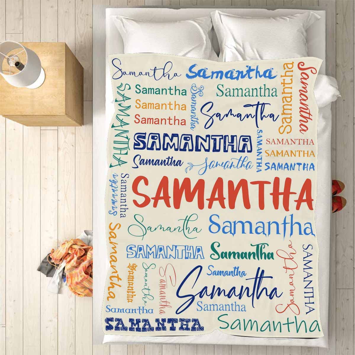 Custom Initials Name Fleece Blankets Light Cute Pattern Blanket Birthday Gifts Lightweight Soft All Season Quilt 30