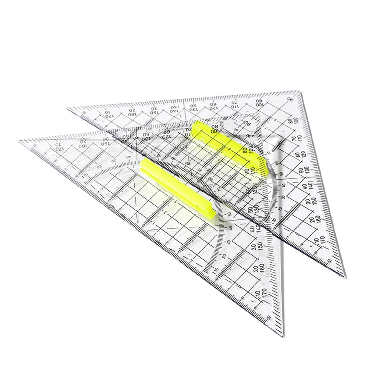 Dreieckszeichenwerkzeug, Geometrie 22 cm – Mathe-Winkelmesser, transparent zum Nähen und Schneiden von Patchwork-Dreiecken.