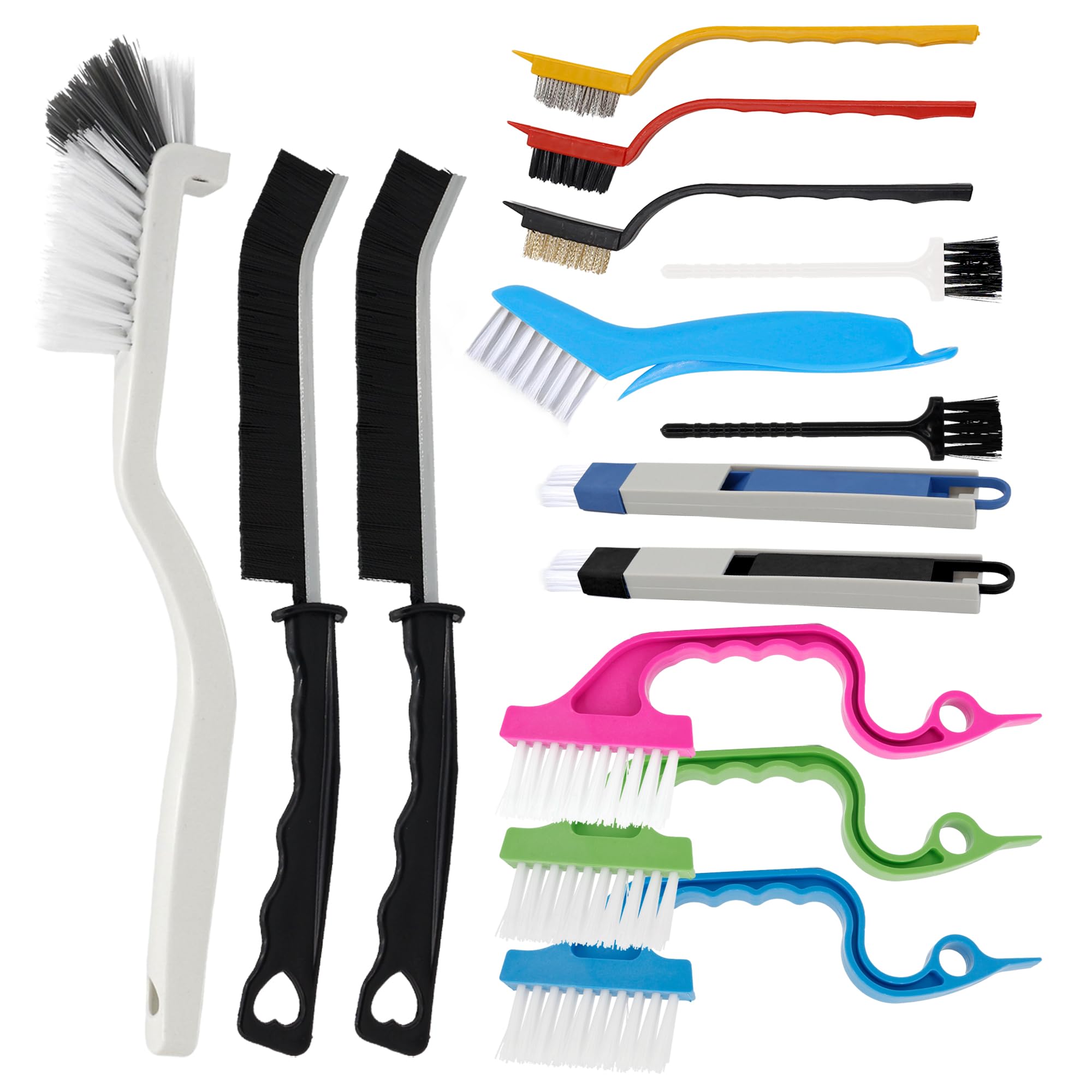 15Pcs Crevice Cleaning Brush Set Hard Bristle Scrub Brushes Tools Groove Gap Cleaning Brush for Housekeeping Bathroom Corners Window Track Kitchen Toilet Cup Faucet