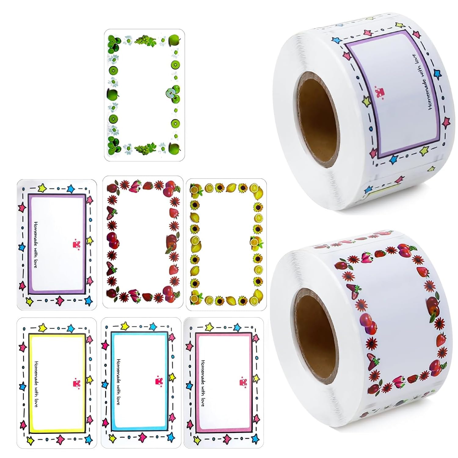 Ousuwo 2 Rolls Self-Adhesive Labels, Name Tags for Organising Jars, Jams, Bottles & Bags – Waterproof, Easy-Peel Classification Marker Stickers