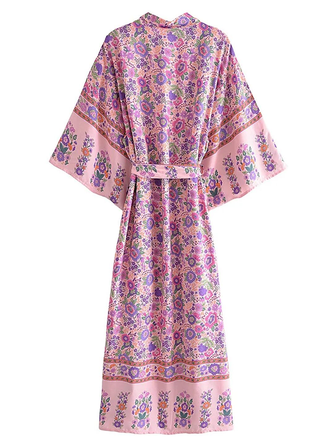 Disimlarl Kimono da donna con stampa floreale, stile bohémien, scollo a V, copricostume, maniche a pipistrello, bikini