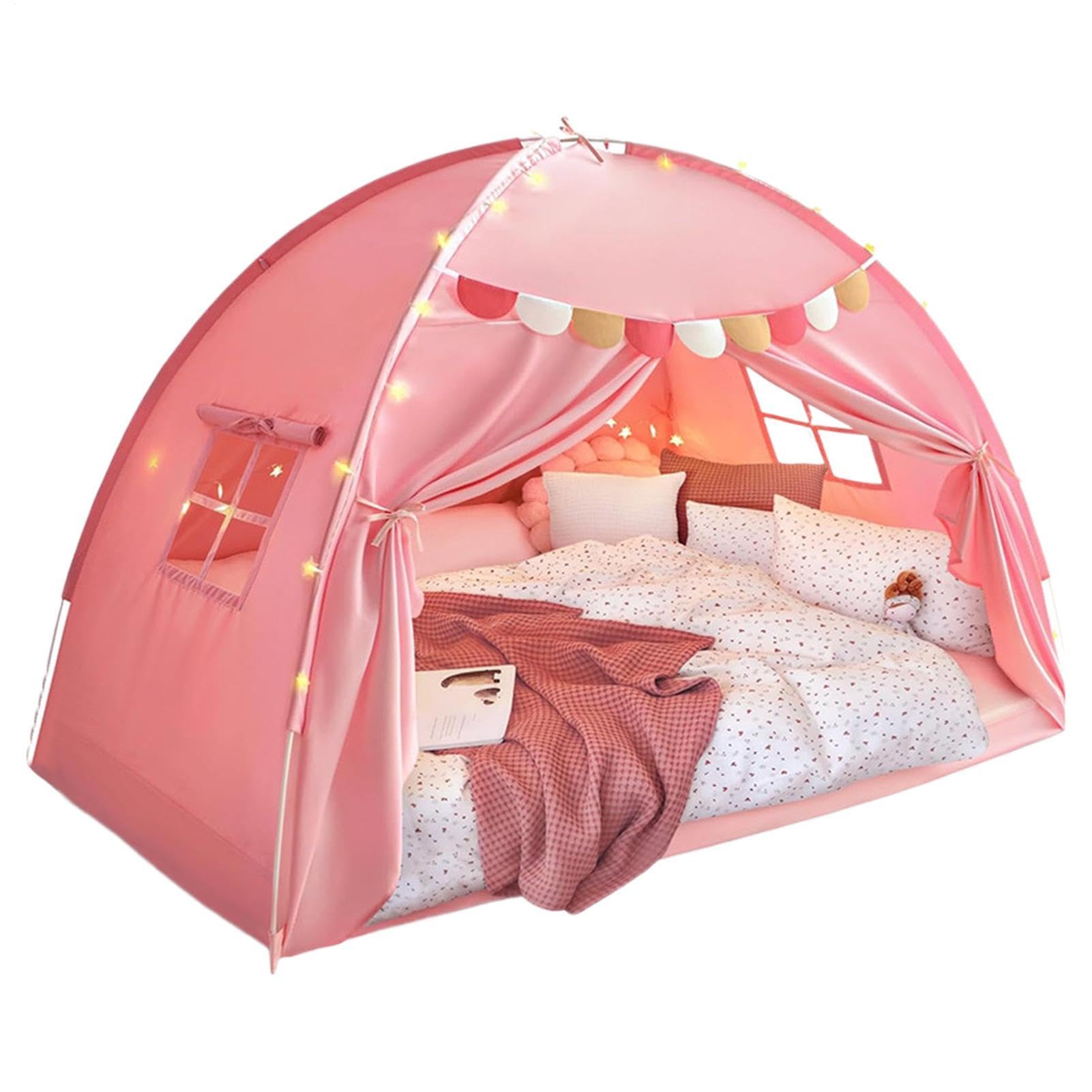 Tenda Bambini Con Baldacchino Spazio Privato Portatile Oscurante | Tenda per materasso singolo per il Soggiorno la Cameretta dei Bimbi il Giardino il Campeggio la Lettura il