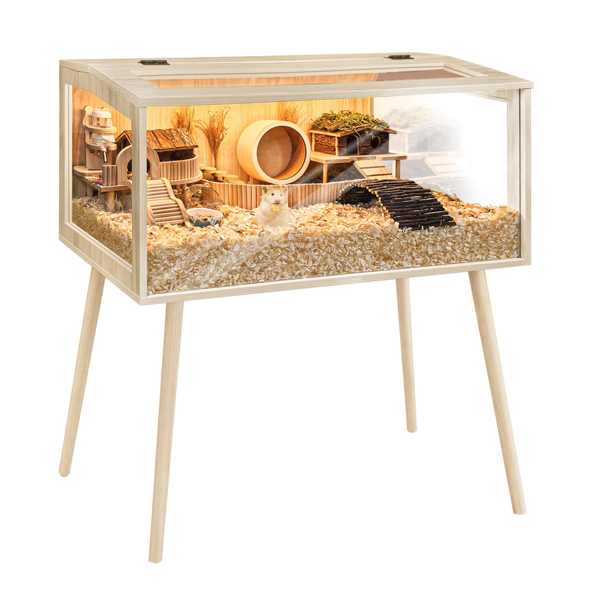 PROLEE Wooden Hamster Cage with Leg Stands