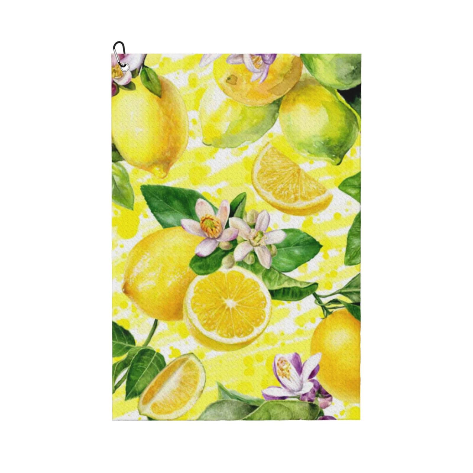 Hnnkloy Lemon Flower, 16x24 in Portable Waffle Golf Towels with Carabiner Clip for Golf Bag