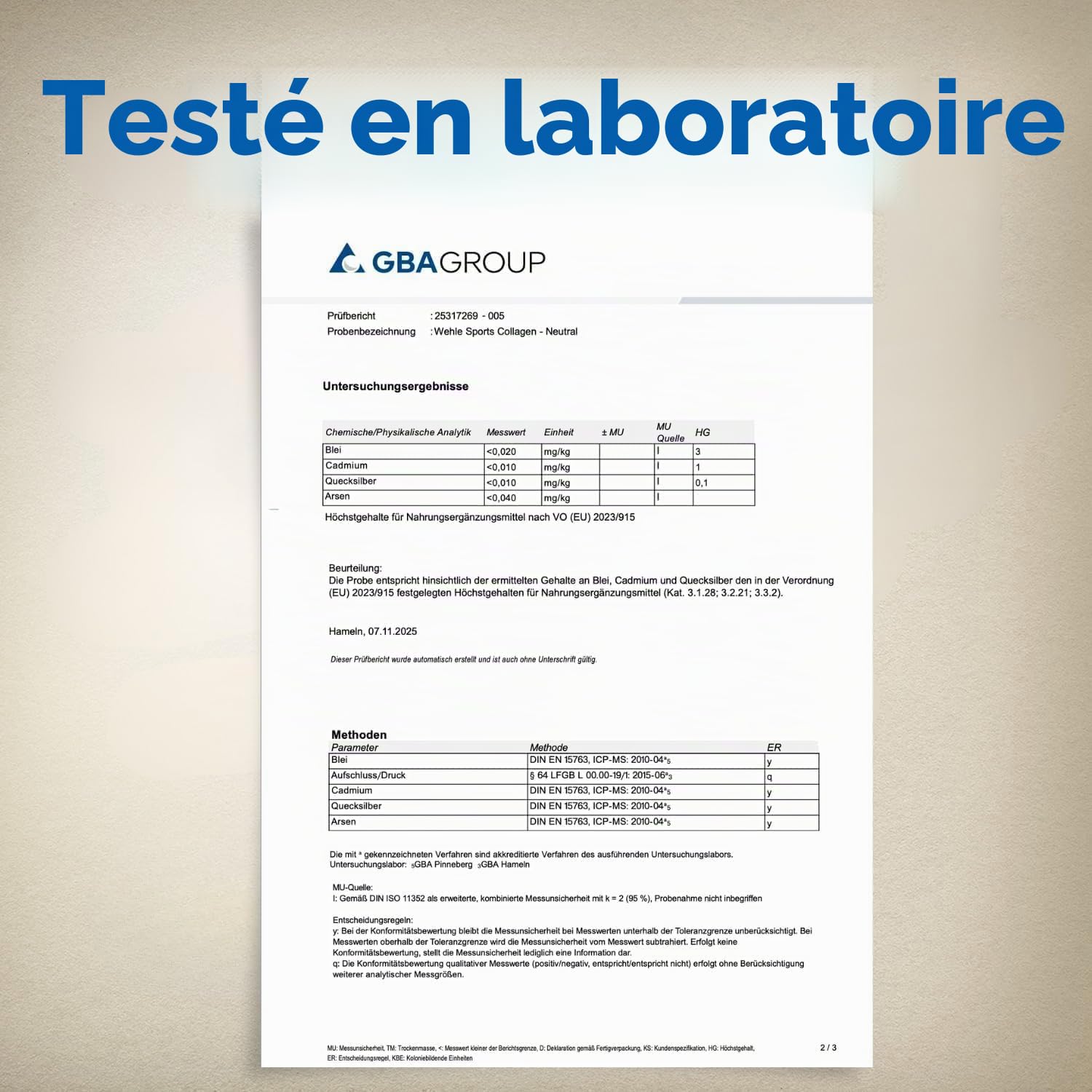 Collagene en poudre 1000 g – Peptide de collagene types I, II & III (CollaPure®) – Collagène bovin nourri à l’herbe – Goût neutre – Fabriqué en Allemagne – Wehle Sports Collagen