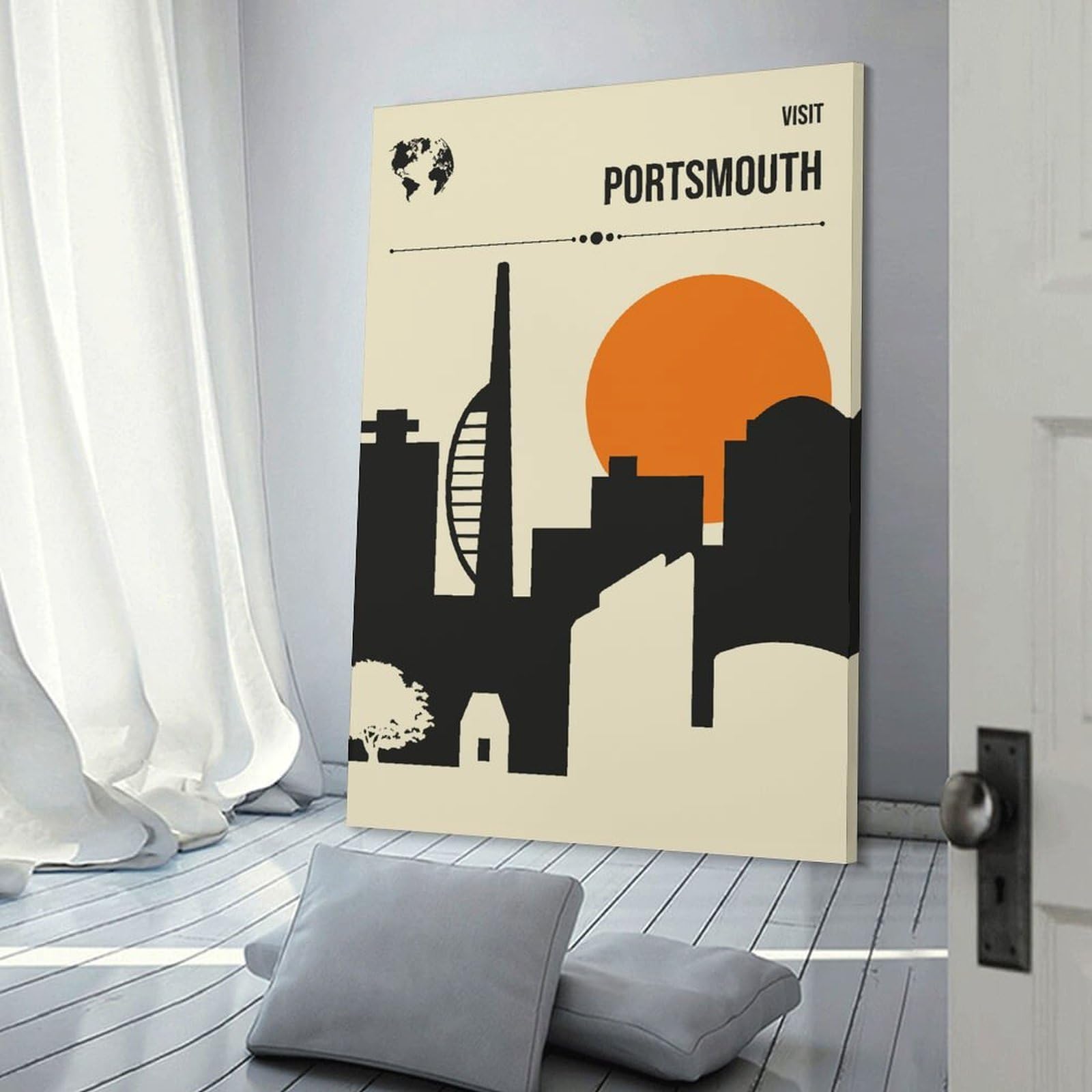 Junmoney Room Decor Wall Art Visit Portsmouth Travel, 20x30inch(50x75cm), for Feature Walls in Flats Or Modern Rooms, An Easy Match for Collected Prints