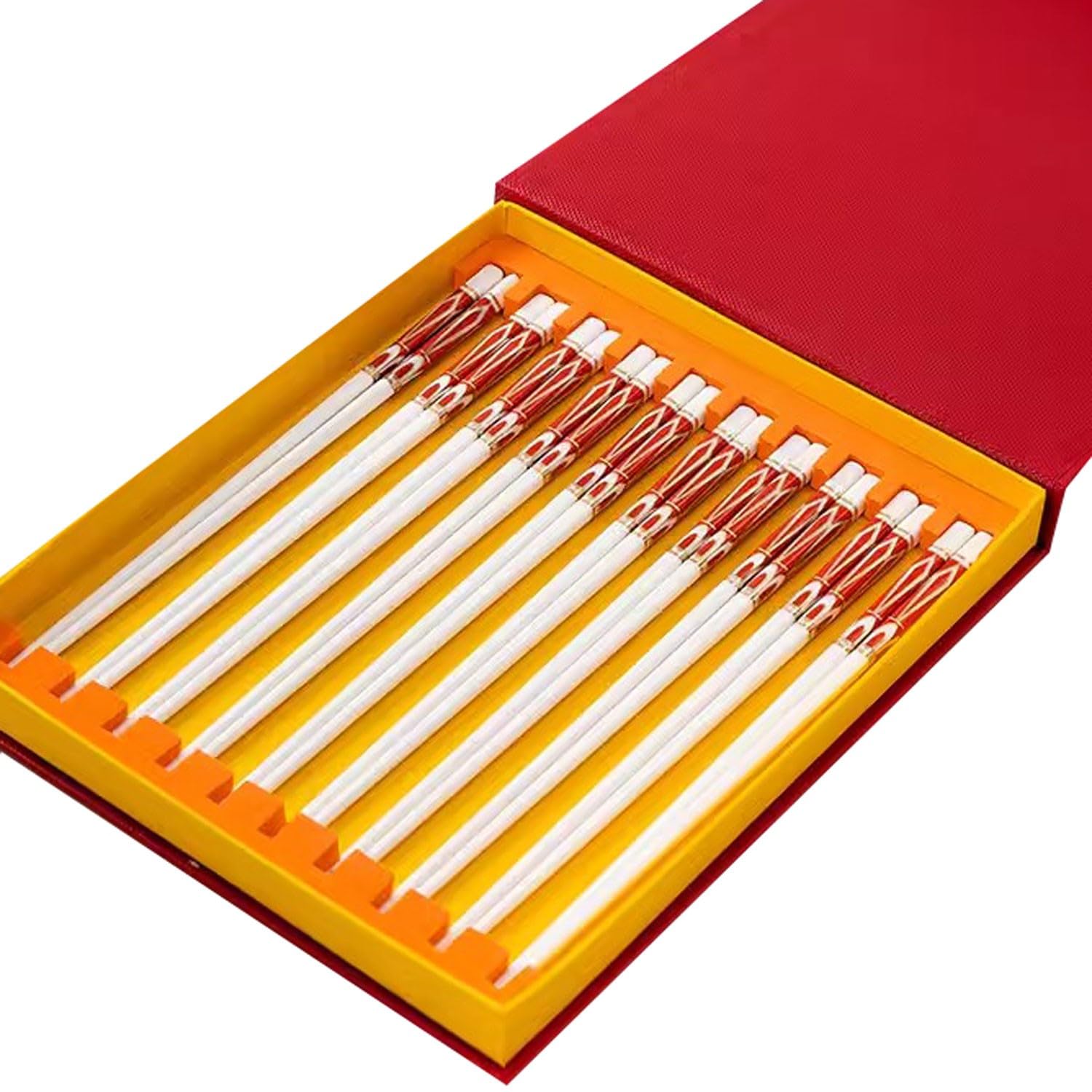 Baguettes réutilisables en métal, Baguettes en céramique, 10 Paires de Baguettes antidérapantes de Style européen(F)