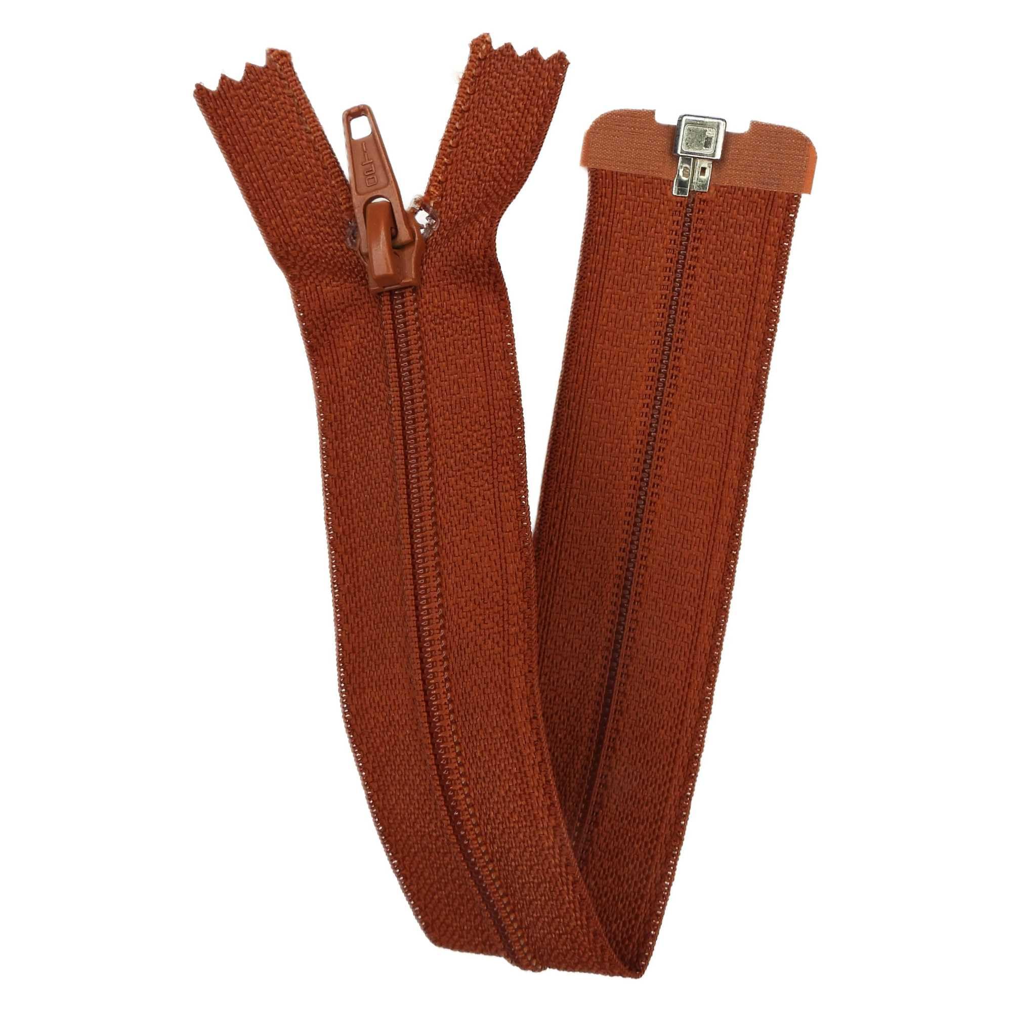 Open End Zip 28 inch Nylon No5 71cm Coat Jacket 27 Colours Buy 1 or 2 Zips 654D, 8707 Rust Terracotta, 2