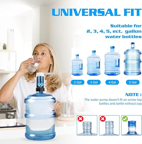 Miniatura 4 de GetKen Dispensador de agua para botellas de 5 galones, dispensador automático de jarra de agua potable con carga USB, mini bomba de agua eléctrica