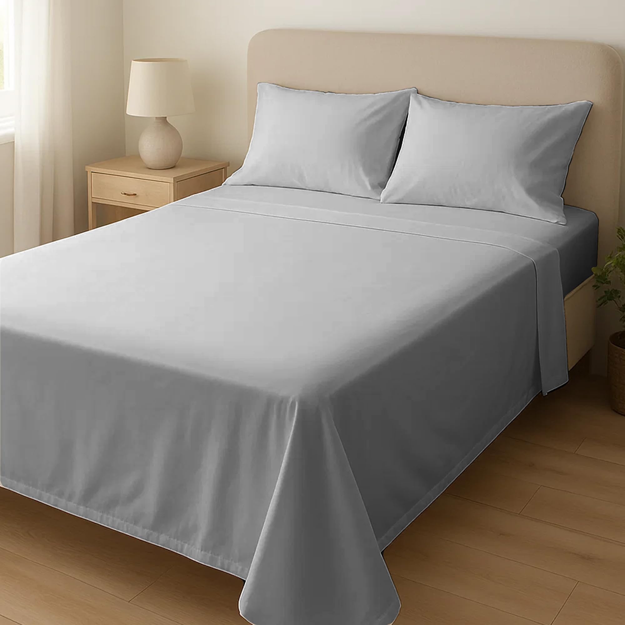 Home Sweet Home UK Microfibre Flat Sheets Double Size Breathable, Anti Wrinkle & Fade Resistant Bed Sheets 135x190cm Double Flat Sheet Washable Flat Bed Sheet For Double