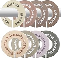 Filtbaird 8-Pack Baby Closet Dividers with Clear Size Labels - Round Organizers for Newborn to 24 Months, Fits Standard Rods