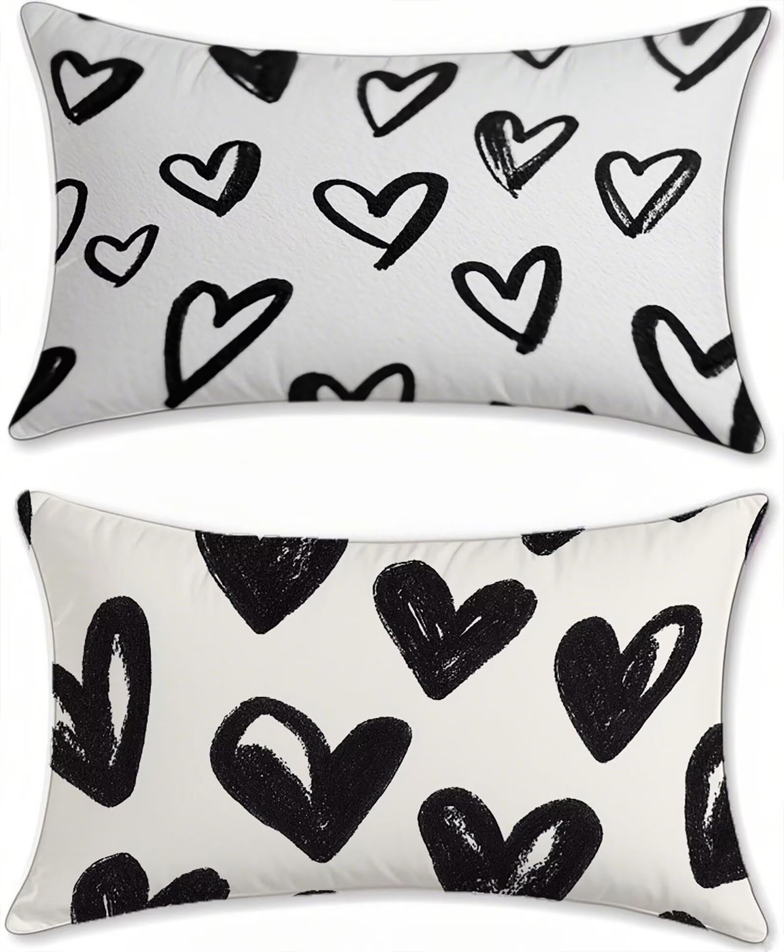 Housse coussin exterieur impermeable anti humidite 60x120cm lot de 2 taies oreiller lin noir